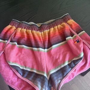 Aviator Nation Multicolor Striped Athletic Shorts